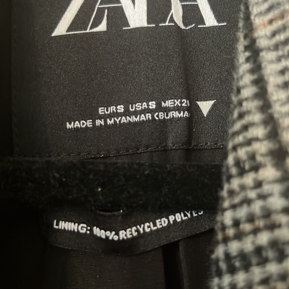 Zara Plaid Wool Blend Coat - Picture 3 of 5